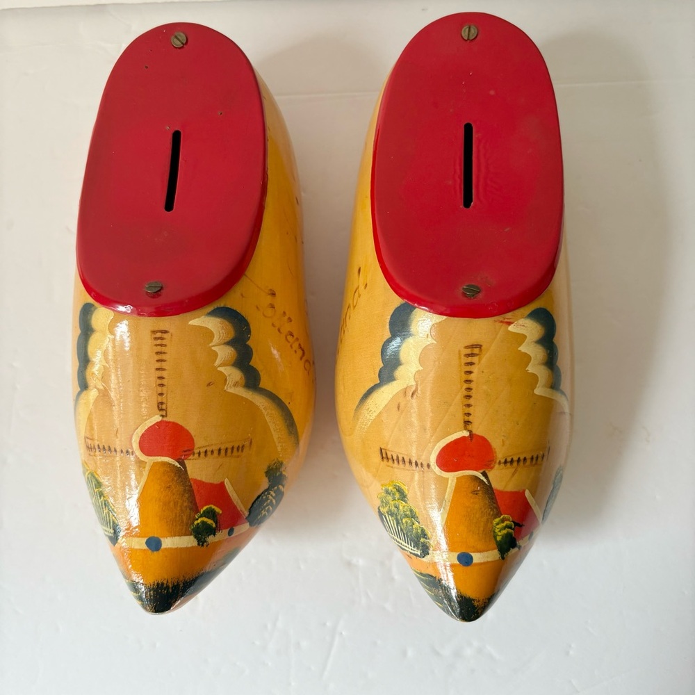 Vintage Wooden Hand Painted Dutch Clogs Banks from
Holland Wall Decor